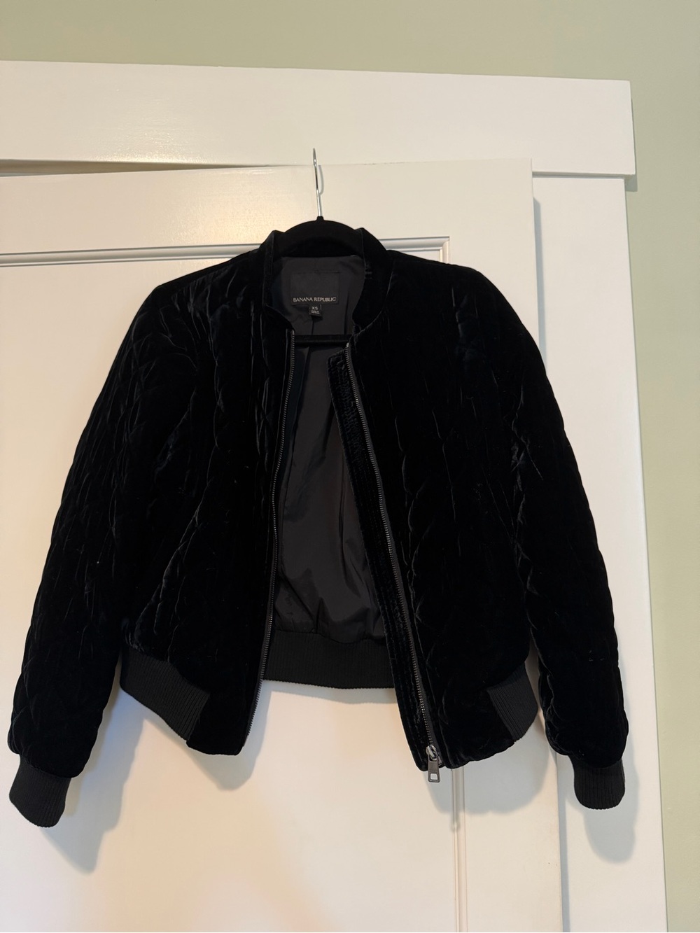 Banana Republic Black Velvet Bomber Jacket